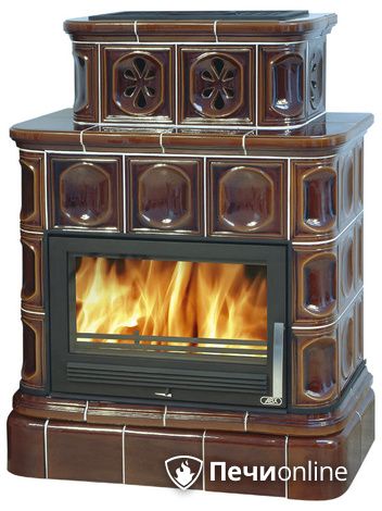 Печь-камин ABX Karelie P OX, кафельный цоколь, коричневая в Хабаровске